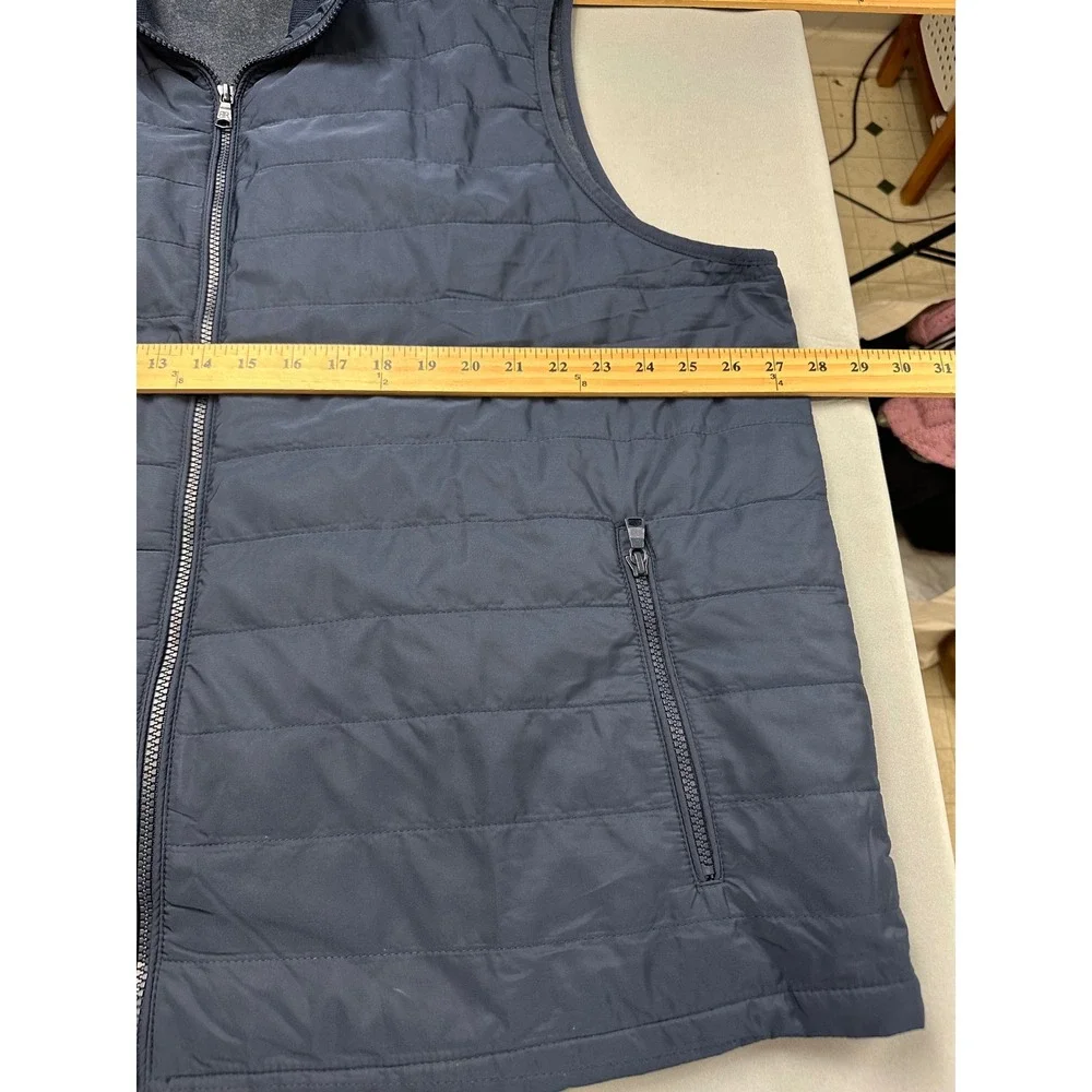Banana Republic Mens XXL Navy Blue Quilted Full Zip Puffer Vest Jersey Lined